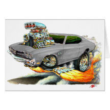 1970 Chevelle Grey Car Greeting Card