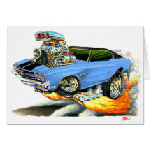 1970 Chevelle Lt Blue Car Greeting Card