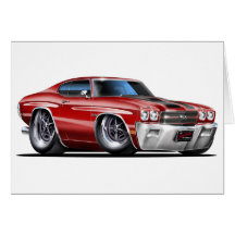 1970 Chevelle Maroon-Black Car Greeting Card