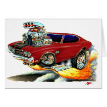 1970 Chevelle Maroon-Black Car Greeting Card