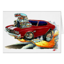 1970 Chevelle Maroon-White Car Cards