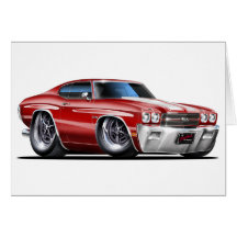 1970 Chevelle Maroon-White Car Greeting Card