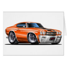 1970 Chevelle Orange-Black Car Greeting Cards