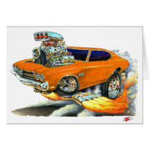 1970 Chevelle Orange Car Greeting Card