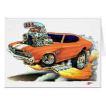 1970 Chevelle Orange-White Car Cards