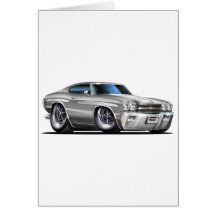 1970 Chevelle Silver-White Car Greeting Cards
