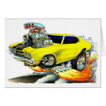 1970 Chevelle Yellow-Black Car Greeting Card