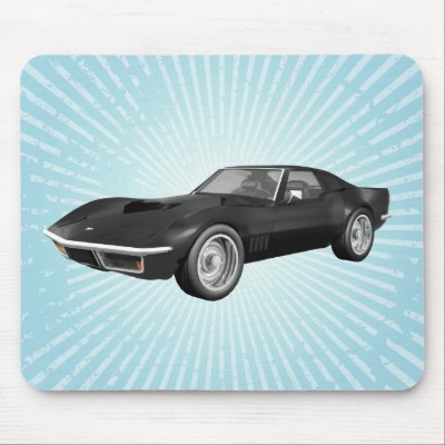 1970 Corvette Sports Car: Black Finish: Mousepad by spiritswitchboard