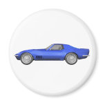 1970 Corvette Sports Car: Blue Finish Refrigerator Magnet