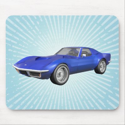 1970 Corvette Sports Car: Blue Finish: Mousepad by spiritswitchboard