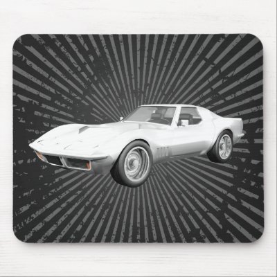 1970 Corvette Sports Car: White Finish: Mousepad by spiritswitchboard