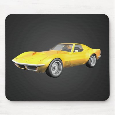 1970 Corvette Sports Car: Yellow Finish: Mousepad by spiritswitchboard