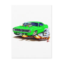 1970 Cuda Green Car Post Card