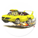 1970 Superbird Yellow Car Round Stickers