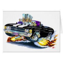 1971-72 Chevelle Black-White Convertible Greeting Cards