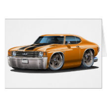 1971-72 Chevelle Orange-Black Car Greeting Card