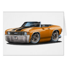 1971-72 Chevelle Orange-Black Convertible Greeting Cards