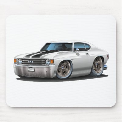 1971-72 Chevelle White-Black Car Mouse Pad by maddmaxart