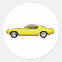 1972 Camaro Z28: Muscle Car: Yellow Finish: Round Sticker