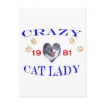 1981 Crazy Cat Lady Postcard