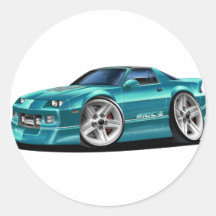 1982-92 Camaro Teal Car Round Stickers