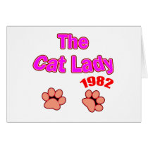 1982 Cat Lady Greeting Card