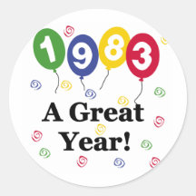 1983 A Great Year Birthday Round Stickers