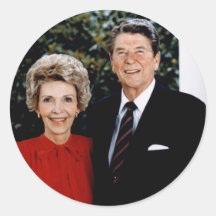 1985 Ronald and Nancy Reagan Round Sticker