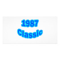 1987 Classic Blue Photo Card Template