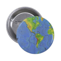 1994 Physical World Map - Tectonic Plates - USGS Pinback Buttons