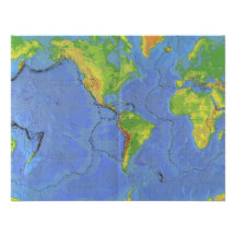 1994 Physical World Map - Tectonic Plates - USGS Personalised Invites