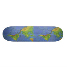 1994 Physical World Map - Tectonic Plates - USGS Skate Board
