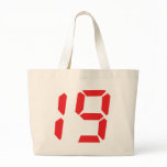 19 nineteen  red alarm clock digital number canvas bag