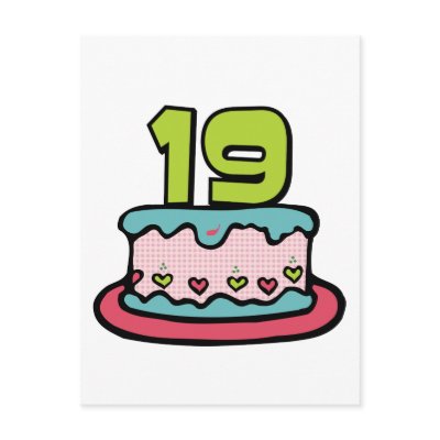 19 Year Old Birthday Cake Postcards by Birthday_Bash