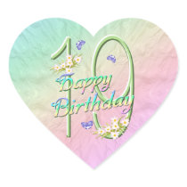 19th Birthday Butterflies and Rainbows Heart Stick