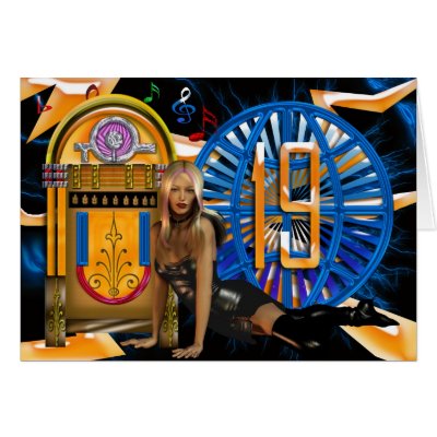 19th Birthday card, 19, Sexy woman Juke box by moonlake