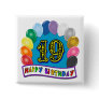 19th Birthday Gifts with Assorted Balloons Design Pin