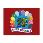 19th Birthday Gifts with Assorted Balloons Design postcards