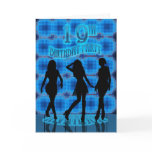 19th Birthday Party Invitation, Blue Neon With Dan Greeting Card