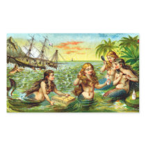 19th C. Mermaids Rectangle Stickers