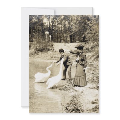 19th C. Swans in Paris Personalized Invitation by historicimage