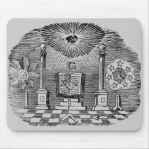 19th Century Masonic Blockcut engraving Mousepad