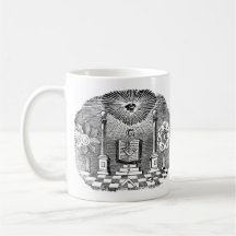 19th Century Masonic Blockcut engraving Mug