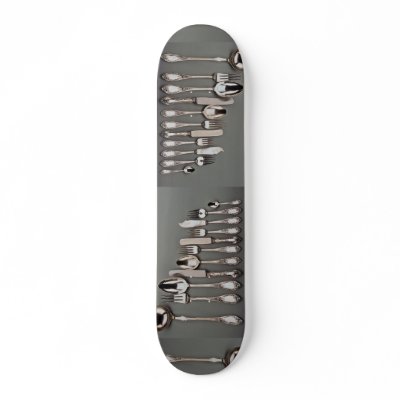 19th century silver cutlery, Warsaw, Poland Skate Board Deck by inspirelove