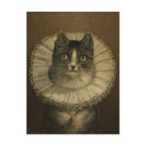 19th Century Vintage Cat Painting Post Card