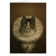 19th Century Vintage Cat Print Greeting Card