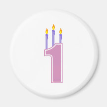 1 Birthday Candles (Pink / Purple) Refrigerator Magnets