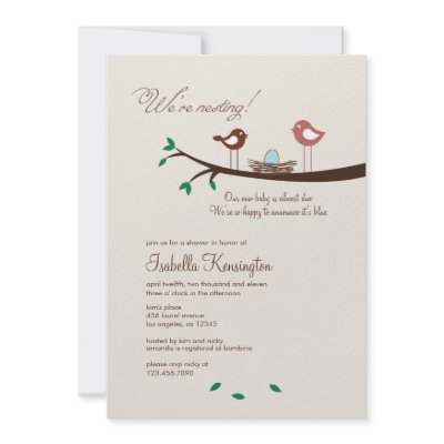 1 Blue Egg Nesting Birds Baby Shower Invitation by mistyqe