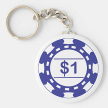 $1 Casino Chip Blue Keychain