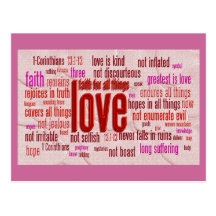 1 Corinthians 13:1-13 Heart Cloth Post Cards